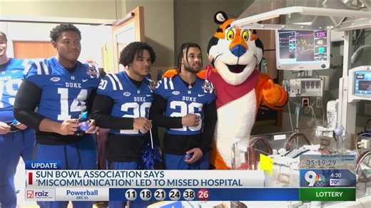 Sun Bowl Association on Duke missing Providence Children's Hospital visit