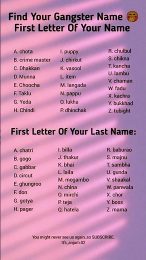 Find Your Gangster Name 😈🔥 First Name + Last Name = Your New Identity!