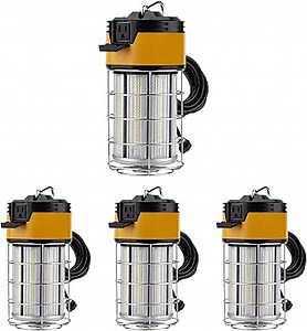 LEDMyplace 150W LED Temporary Work Light, 18000 Lumens, 5ft Cord US Plug, IP64 Waterproof, ETL & DLC Listed, Led Work Light for Construction with Hook for Warehouse (6500K Daylight White) Pack of 4