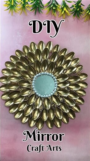 How to make simple trick plastic spoon mirror design #wallhanging #mirror #diy #craft