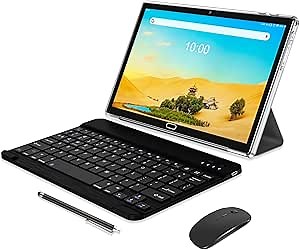 2024 Newest Android Tablet, 10 Inch Tablet with Keyboard, 4G Cellular Tablets 64GB Storage 512GB Expandable, 4G RAM Octa-Core 13MP Camera, Large Battery, Keyboard Mouse Case Stylus, WIFI Bluetooth GPS