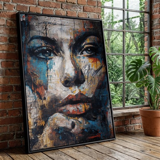 Abstract Female Face Canvas, Modern Expressionism Art, Ready to Hang - Etsy