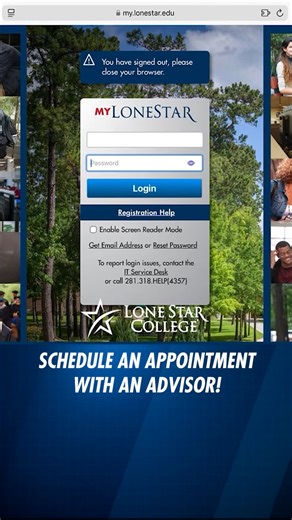 Need to speak with an advisor, but unsure how? Check out how to log in to your MyLoneStar portal and schedule an appointment! Questions? Contact HN-Advising@LoneStar.edu. | Lone Star College-Houston North
