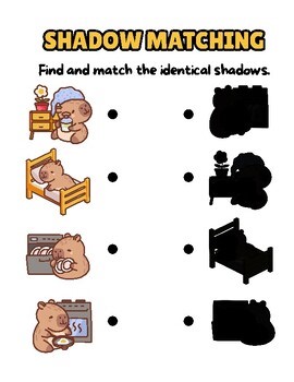free cute Capybara Preschool Spring Shadow matching  printable Worksheets