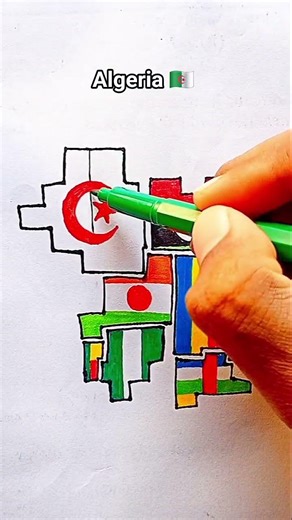 Draw Flag Map of Algeria 🇩🇿 #algeria #flag