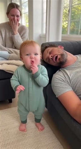 Baby Roasts Dad’s Snoring… Calls Him a Pig! 😂🐷”#FunnyBaby#DadSnoring#BabyComedy