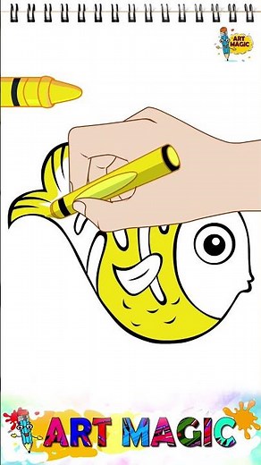 Super easy drawing tutorial of fish using hand outline