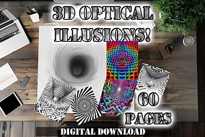 3D Optical Illusions Coloring Pages: Trompe Loeil Trippy Designs (instant Download) - Etsy
