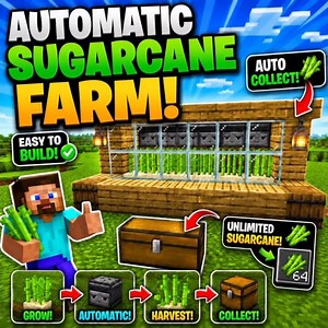 Minecraft Automatic Sugarcane Farm 🌱 | Unlimited Sugarcane & Auto Collection!