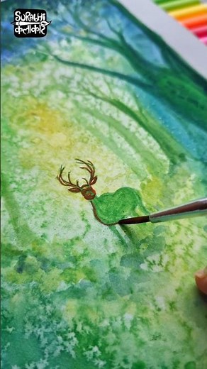 Easy Forest Painting with Watercolour + Salt 😍 #surabhikalakar #art