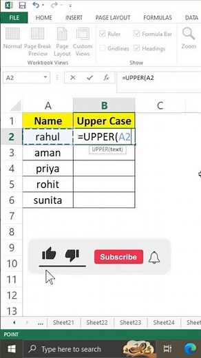 Upper Case in Excel | UPPER Formula in Excel | Excel Short Trick #excel #excelshorts #exceltips