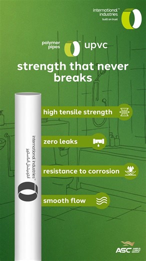Keep your drainage system strong and worry-free. International Industries UPVC Pipes deliver durability, smooth flow, and lasting resistance against corrosion. #InternationalIndustries #ASCGroup #BuiltOnTrust #InternationalIndustriesUPVCPipes #UPVCPipes #LeakFreeLiving #BuiltForDurability #SmoothFlow #ZeroCorrosion #ReliableDrainage | International Industries
