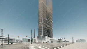 Construction of a large area with skyscrapers. Process of building new high rise buildings. Hyperlapse time lapse of construction city.