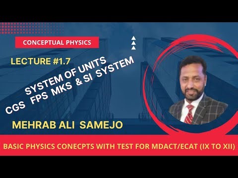 Lecture 1.7 System of units C.G.S F.P.S M.K.S S.I system