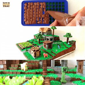 1.5M views · 5.8K reactions | Today we're making a Minecraft Village cake with CHOCOLATE Blocks. The final layout of this cake can be changed as much or as little as you want to design the perfect Minecraft Village. Find the full recipe and templates here https://www.howtocookthat.net/epic-minecraft-cake-village/ | Ann Reardon How To Cook That | Facebook