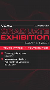 Officially the Coolest Portfolio Show on the Block 🔥 Don't miss the exclusive opportunity to witness our VCAD Vancouver Grads take over the Vancouver Art Gallery This is your chance to: ✅ Fuel your own creative fire! Get inspired by the next generation of creative leaders and unleash your inner artist. ✅Support the future of groundbreaking creativity! These grads are pushing boundaries and deserve a standing ovation. MARK YOUR CALENDAR: Date: Thursday, July 18th Time: 5:00pm - 7:30pm PST Locati