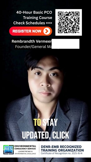 🚨 READY TO LEVEL UP YOUR CAREER? 🚨 Become a Certified Pollution Control Officer (PCO) this 2026! 🌱 🔥 Join our 40-Hour Basic PCO Training Course 📅 March 2–6, 2026 📍 Hop Inn Hotel, Tomas Morato, Quezon City 💰 Registration Fee: ₱14,999 🎯 Why Join? ✔ DENR-recognized training ✔ Boost your credentials & employability ✔ Practical, real-world environmental compliance skills ✔ Certificate upon completion 🍽 Inclusions: AM & PM Snacks ☕🍪 Lunch 🥗🍛 Training Materials 📘 Certificate of Completion 