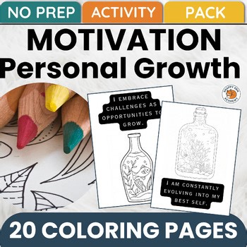Motivation Personal Growth Self Talk SEL Positive Affirmations Coloring Pages