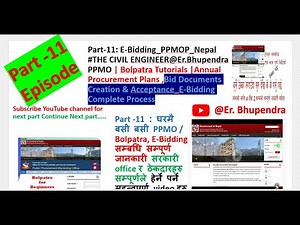 Part 11: PPMO | Bolpatra Tutorials|APP, MYP ,Bid Documents_Creation & E-Bidding Complete Process All