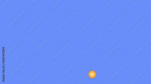 Orange spheres moving in orbits with a side moving sphere in a random line vector animation