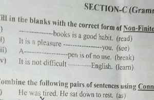 SECTION-C (Gram ill in the blanks with the correct form of Non-... | Filo