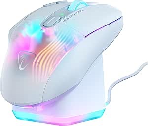 Turtle Beach Kone XP Air Wireless RGB Gaming Mouse, 19000 DPI Optical Sensor, 100-hour Rechargeable Battery & Charging Dock, 29 Programmable Inputs, Ergonomic Design, Bluetooth, 4D Wheel – White