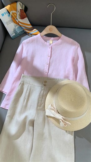 Chất linen giúp tôn dáng, mềm mại nhưng vẫn giữ form cực chuẩn — mặc lên là mê luôn 💚 #xuhuong #quansuong #thoitrangnu #thoitrang