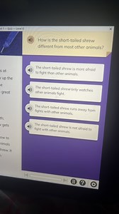 rt 1 - Quiz - Level DHow is the short-tailed shrew different ... | Filo