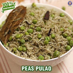 "Peas Pulao" is a simple Indian rice dish that probably needs no introduction. It is delicious and the best comfort food for all rice lovers. So go ahead and make this tummy-filling main course rice recipe and enjoy it with your family. Ingredients: - 500gms – 21/2 cup of basmati rice – soaked in water for half an hour - Fresh spices -2 cups of mint leaves -½ cup of coriander leaves -1 tbsp of ginger -a couple of green chilies - water - 4 tbsp of oil - 1 tsp of shahi jeera - 1 tsp of hing - 1 te
