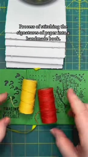 takeiteasystudio on Instagram: "Process of stitching the signatures of paper into a handmade hard bound book with an exposed binding. ****Come see me Saturday, November 29th from 11am-4 pm at @orr_reed for their holiday artisan fair! 📚📚📚📚📚📚📚📚📚📚📚📚📚📚📚📚 #bookmaking #bookmaker #bookbinding #bindingabook #stitching #exposedbinding #longstitch #bookbindersofinstagram #bookart #bookartist #palmistry #witchesofinstagram #craft #crafter #crafting #craftersofinstagram #makersgonnamake #mak