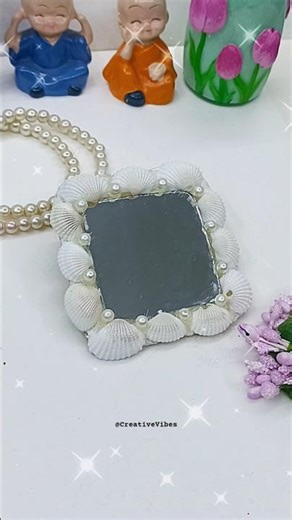DIY Sea Shell Mirror💜✨🎨🖌️#youtubeshorts #art #acrylicpainting #cute #diy #craft #shorts #ytshorts