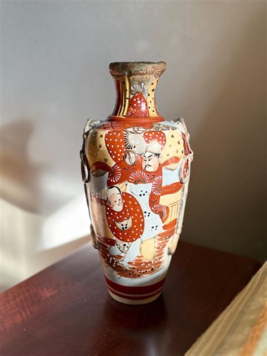 Antique Japanese Satsuma Earthenware Vase, Meiji Period 1868-1912, Enamels & Gold Details, Imperfect but Cool Piece of History/ Art FREESHIP - Etsy
