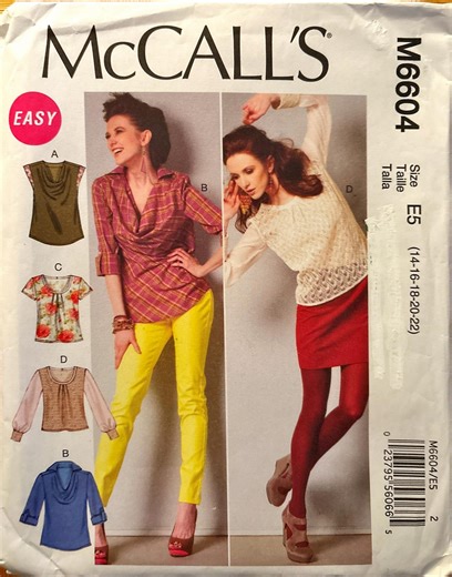 Mccall's M6604 Misses Blouses Size E5 (14-16-18-20-22) Uncut* English/espanol* Easy* Free Shipping* Fitted Pullover Tops - Etsy