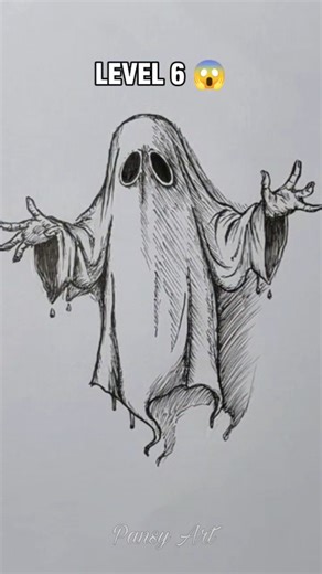 How to draw Spooky Ghost in different level part 3 #halloweenart #spookygirl #art #drawing #ytshorts
