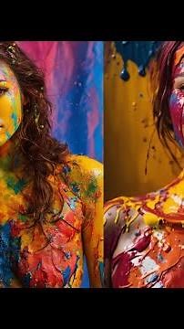 [Ai Art]Woman cover full body by Paint | painting on body