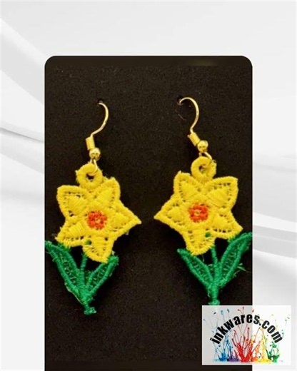 Daffodil Embroidered Earrings