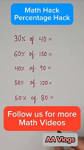 1.8M views · 10K reactions | Math Hack #fypviralシ #mathematics #mathhack #viralreels #viralvideo #everyone #followers #tutorial #tutorialvideo #percentagehack | AA Vlogs | Facebook