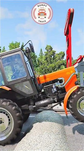 BeamNG.drive Truck #29. SCHOOL BUS and LOGGING TRACTOR vs BUMPY ROAD