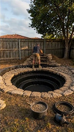 Building a Koi Pond With a Waterfall From Bare Dirt | Satisfying Construction Timelapse