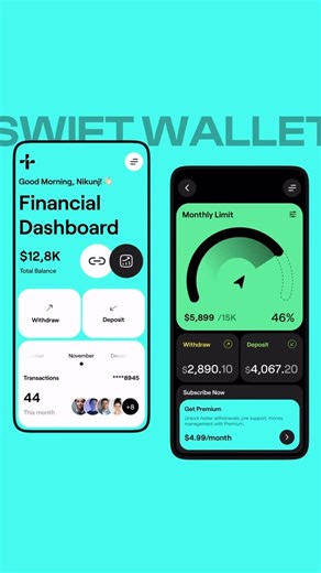 Nikunj | UI/UX Designer on Instagram: "SWIFT WALLET Mobile App UI Design Concept 🚀 Your money, simplified — a smart financial dashboard that keeps you in control anywhere, anytime. 💳 Track balances 📈 Monitor spending limits ⚡ Fast deposits & withdrawals 🔒 Secure & intuitive experience productdesign, uiuxdesign, fintechapps, mobileappdesign, swiftwallet, uidesign, figma, figmadesign, uixnikunj, nikunj rathod #swiftwallet #uiuxdesign #uixnikunj #appdesign #walletapp"
