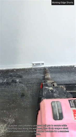 🧑‍🔧📏 Attaching Wall Fasteners: Power Tool Installs Hidden Baseboard Support Clips