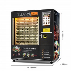 [Hot Item] Large Size Automatic Fast Food Vending Machine Fast Food Box Lunch Vending Machine with Microwave Heating