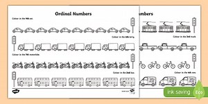 Traffic Ordinal Numbers Worksheet