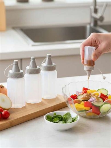 2/4/12pcs Mini Sauce Bottles, Mini Ketchup Bottles, Condiment Squeeze Bottles, Plastic Portable Containers, Lunch Box, Picnic Oil, Soy Sauce, Honey Salad Dressing, Spice Jars, For Party, Travel, School, Home, Picnic, Office And Camping, Kitchen Supplies | SHEIN