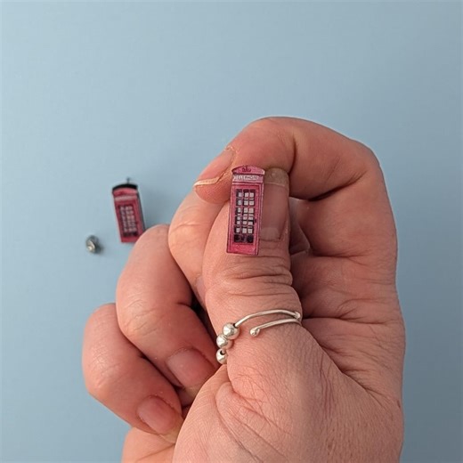 British Phone Box Stud Earrings - Etsy