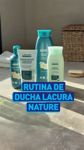 Descubre una forma más natural de cuidar tu piel con nuestra marca original LACURA NATURE.​ Una rutina para la ducha con productos que no interfieren en el equilibrio natural de tu cuerpo. ​ Apunta en tu lista:​ - Champú hidratante​ - Acondicionador y mascarilla hidratante, 2 en 1​ - Gel de ducha aroma vainilla y coco​ - Leche corporal para pieles sensibles​ ​#LACURANature #ALDISupermercados | Aldi Supermercados