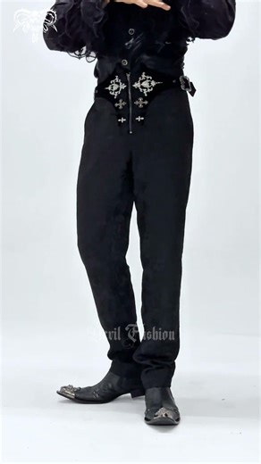 PT284 Men's Gothic Floral Printed Buckle Lace-up Pants #gothicfashion #gothic #vampire #vampiregoth