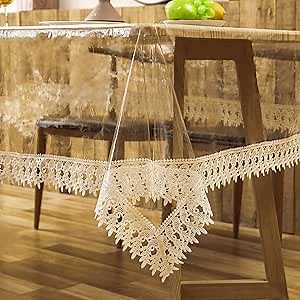 Amazon.com: STRJOYNY Clear Plastic Table Cover Protector Transparent PVC Vinyl with Lace for Dining Room Tablecloth Waterproof Oil Proof Table Protector for Indoor Outdoor Holidays Party Decor, 54''x78'' : Home & Kitchen