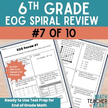 6th Grade Math EOG Spiral Review | Weekly Spiral Practice #7 | NC EOG Test Prep