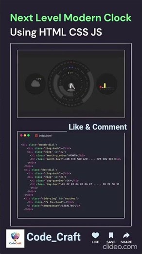 🔥 Next Level Modern Clock Using HTML CSS & JS ⏰
